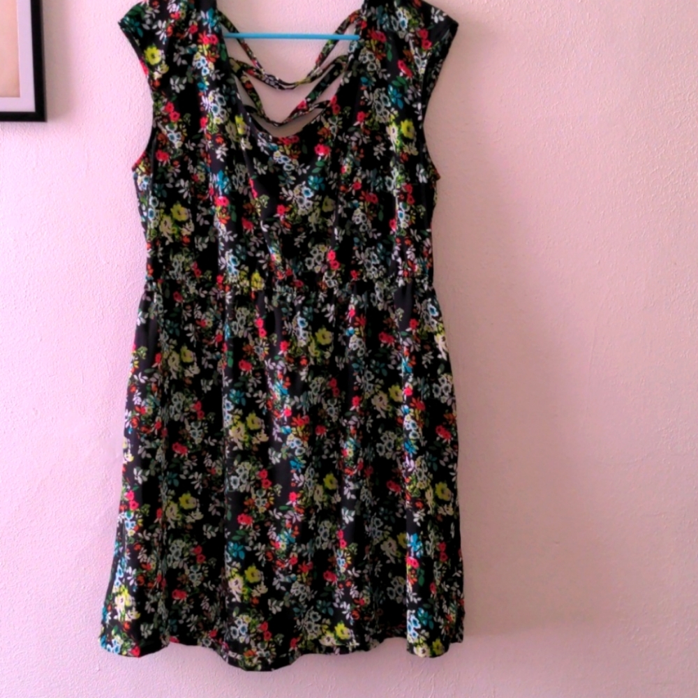 Black, floral, light weight dress